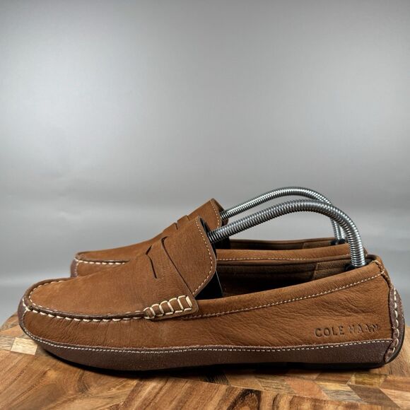 Cole Haan Men's 8.5 Wyatt Penny Driver C30966‎ Suede Brown British Tan - Picture 3 of 8
